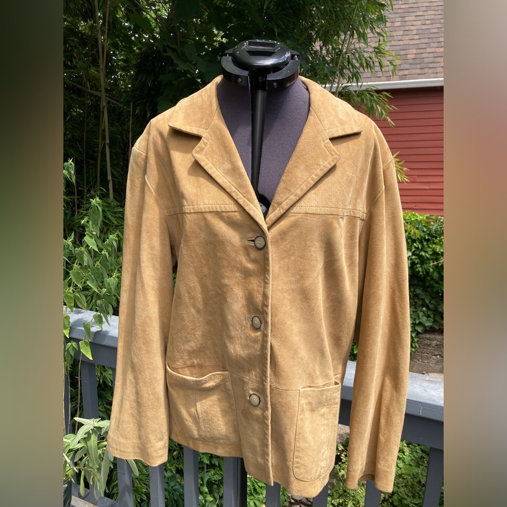 Elegant Tan leather Women's Blazer